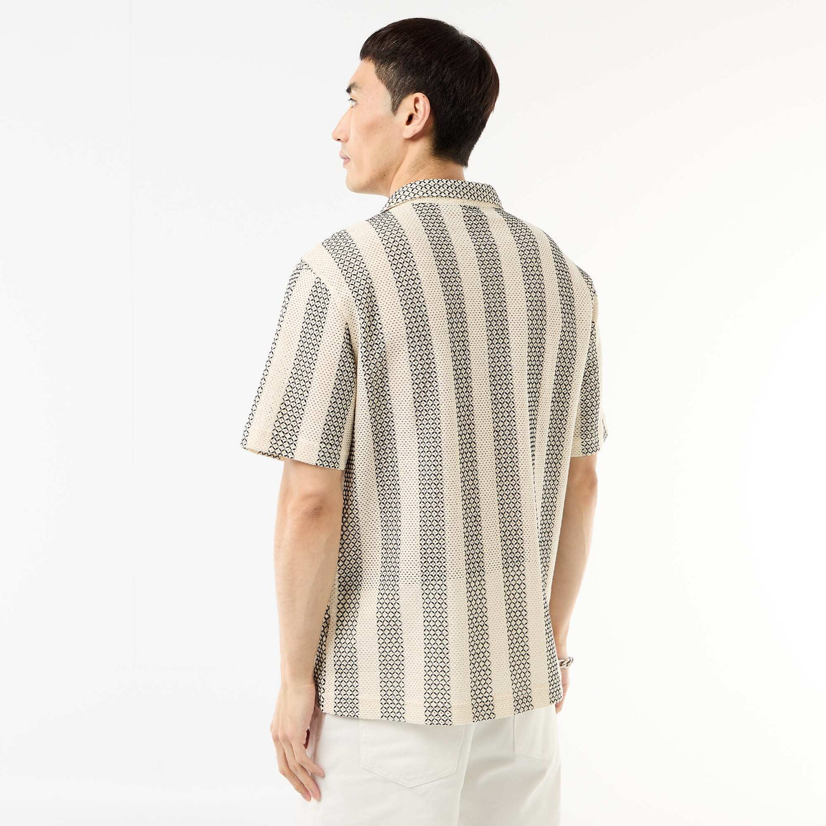 Camisa de manga corta en punto de croché BLANCO