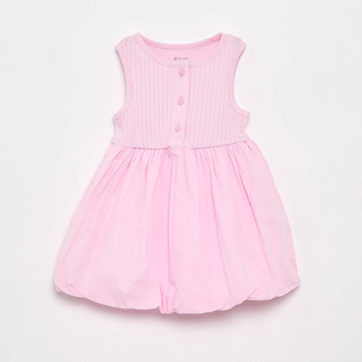 Vestido sin mangas de dos tejidos ROSA