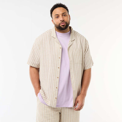 Camisa de lino mezclado BEIGE