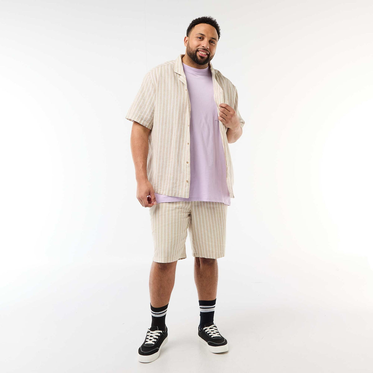 Camisa de lino mezclado BEIGE