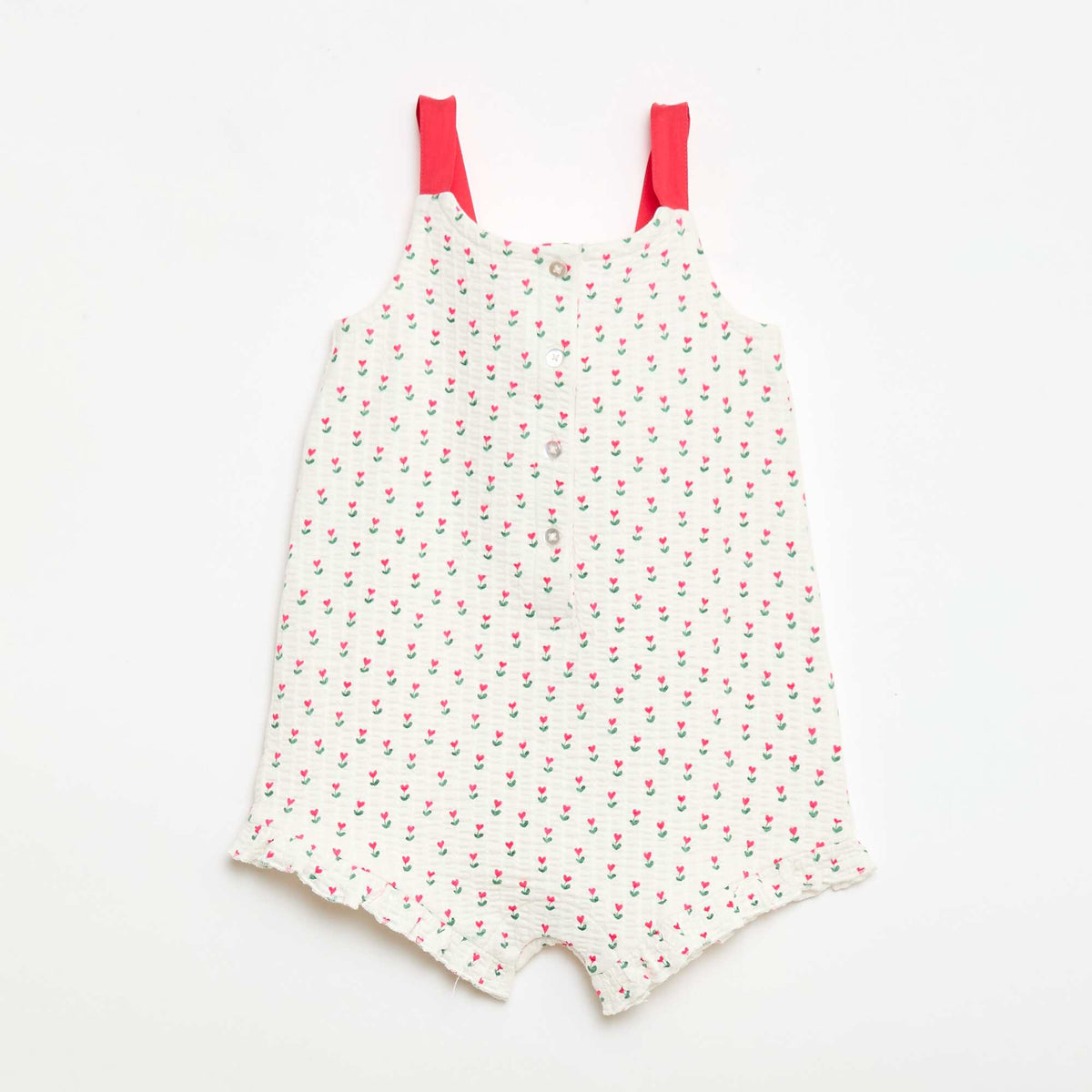 Mono corto en tejido gofrado con estampado BLANCO