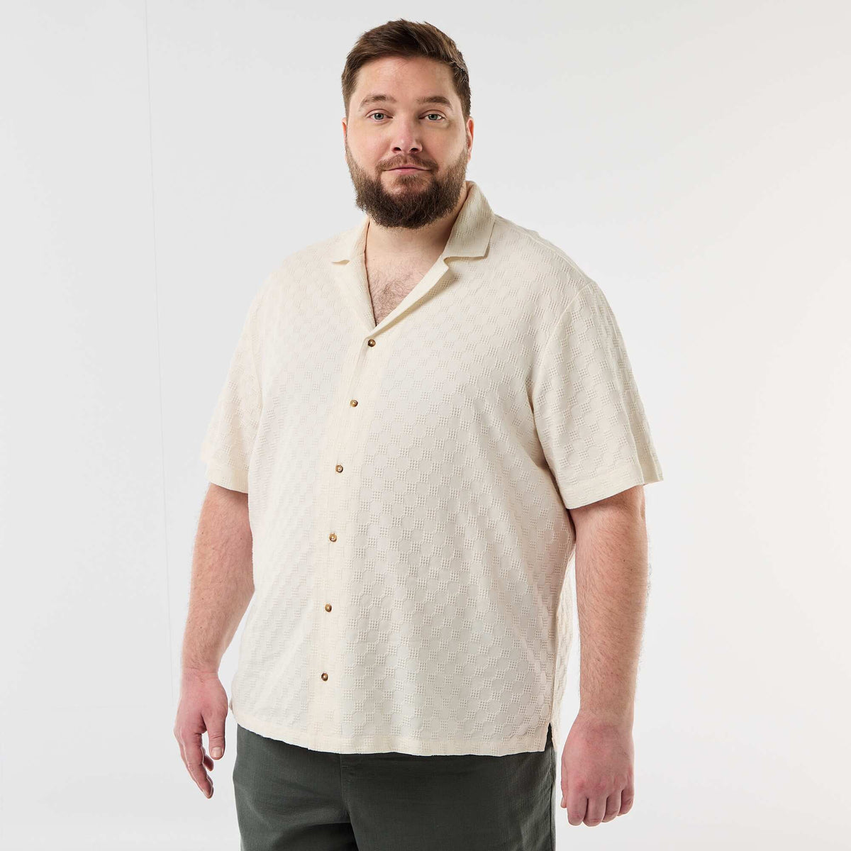 Camisa de manga corta de punto fantasía BLANCO