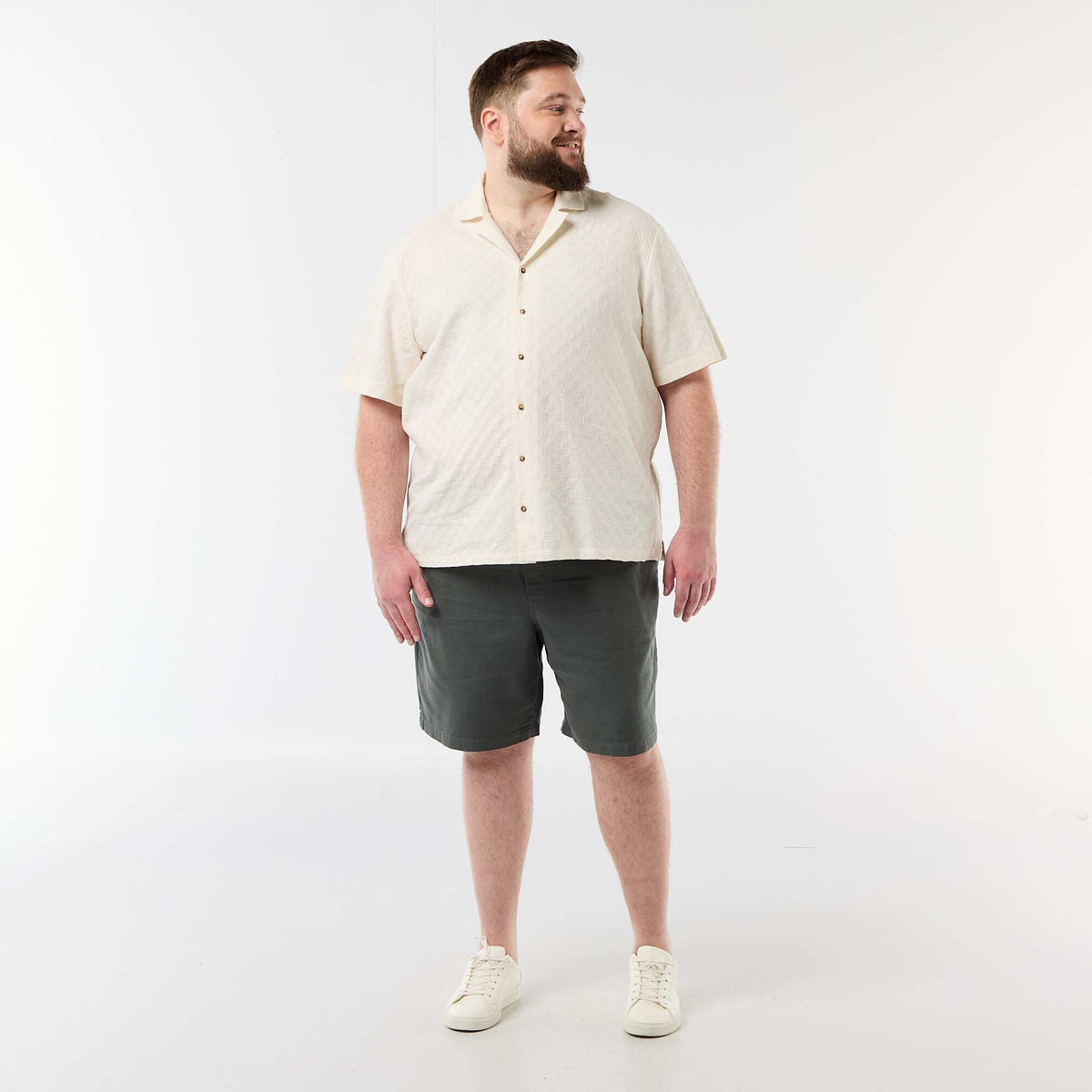 Camisa de manga corta de punto fantasía BLANCO