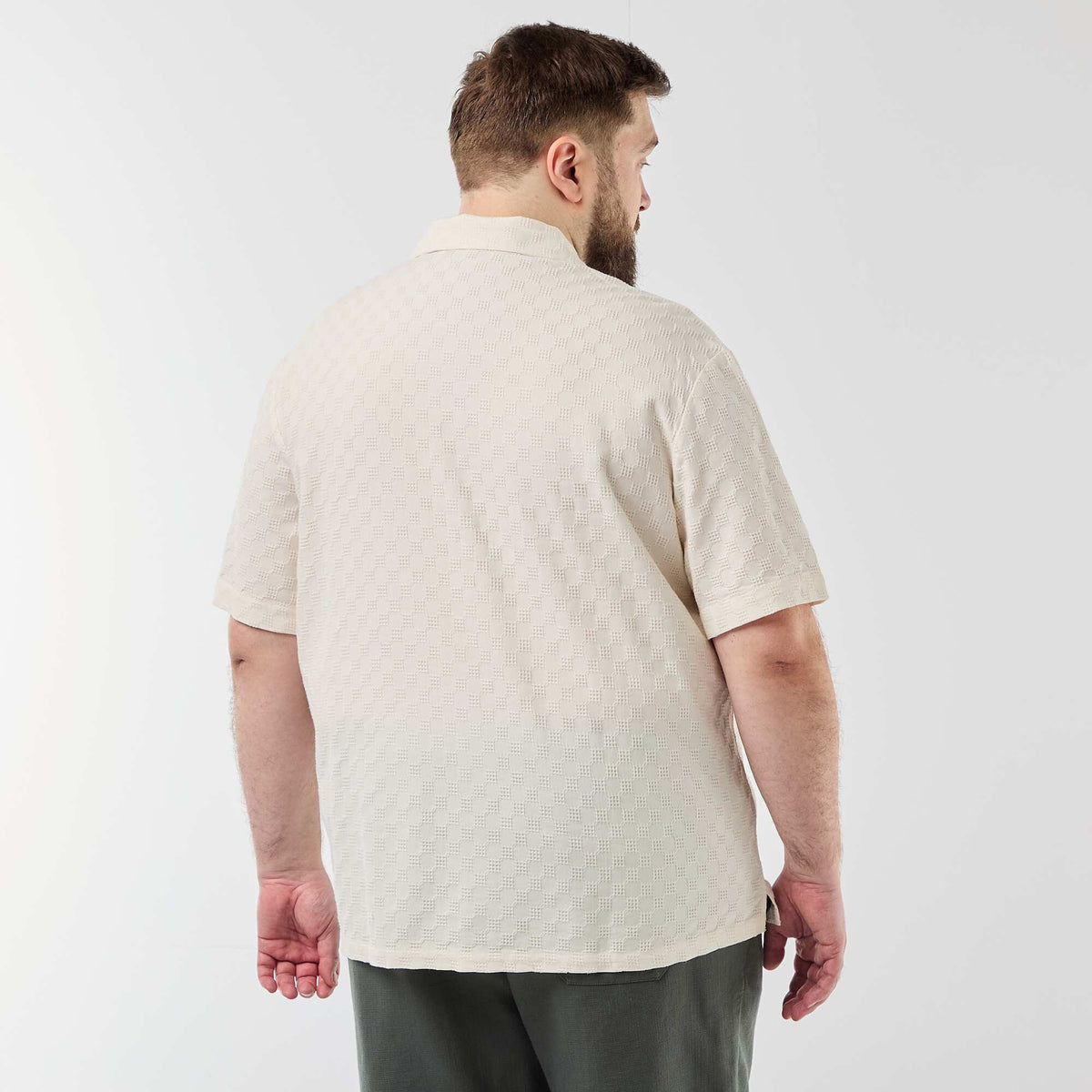 Camisa de manga corta de punto fantasía BLANCO