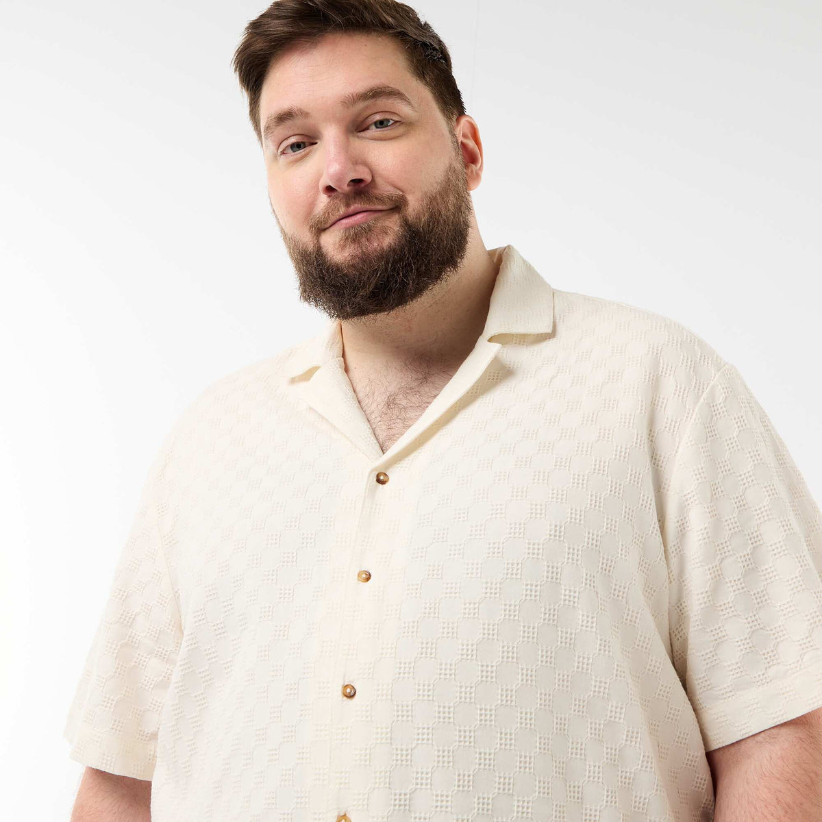 Camisa de manga corta de punto fantasía BLANCO