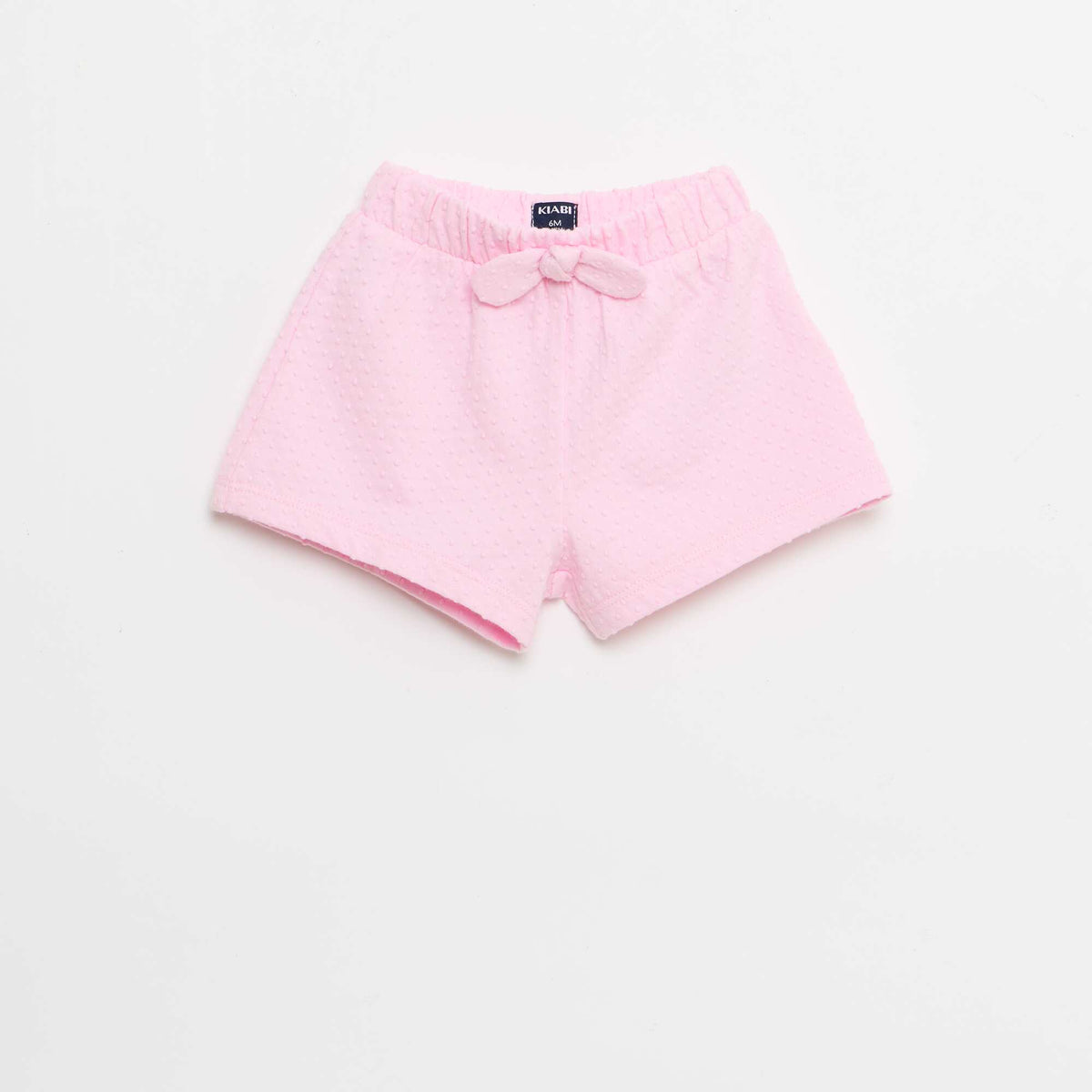 Pantalón corto de punto jacquard liso con lazo de fantasía ROSA