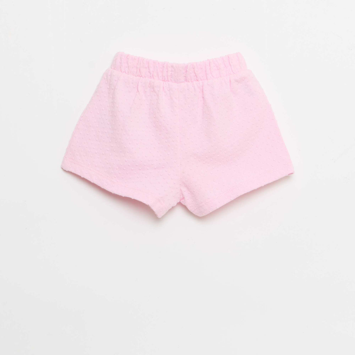 Pantalón corto de punto jacquard liso con lazo de fantasía ROSA