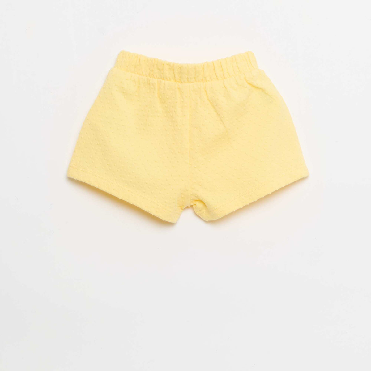 Pantalón corto de punto jacquard liso con lazo de fantasía AMARILLO
