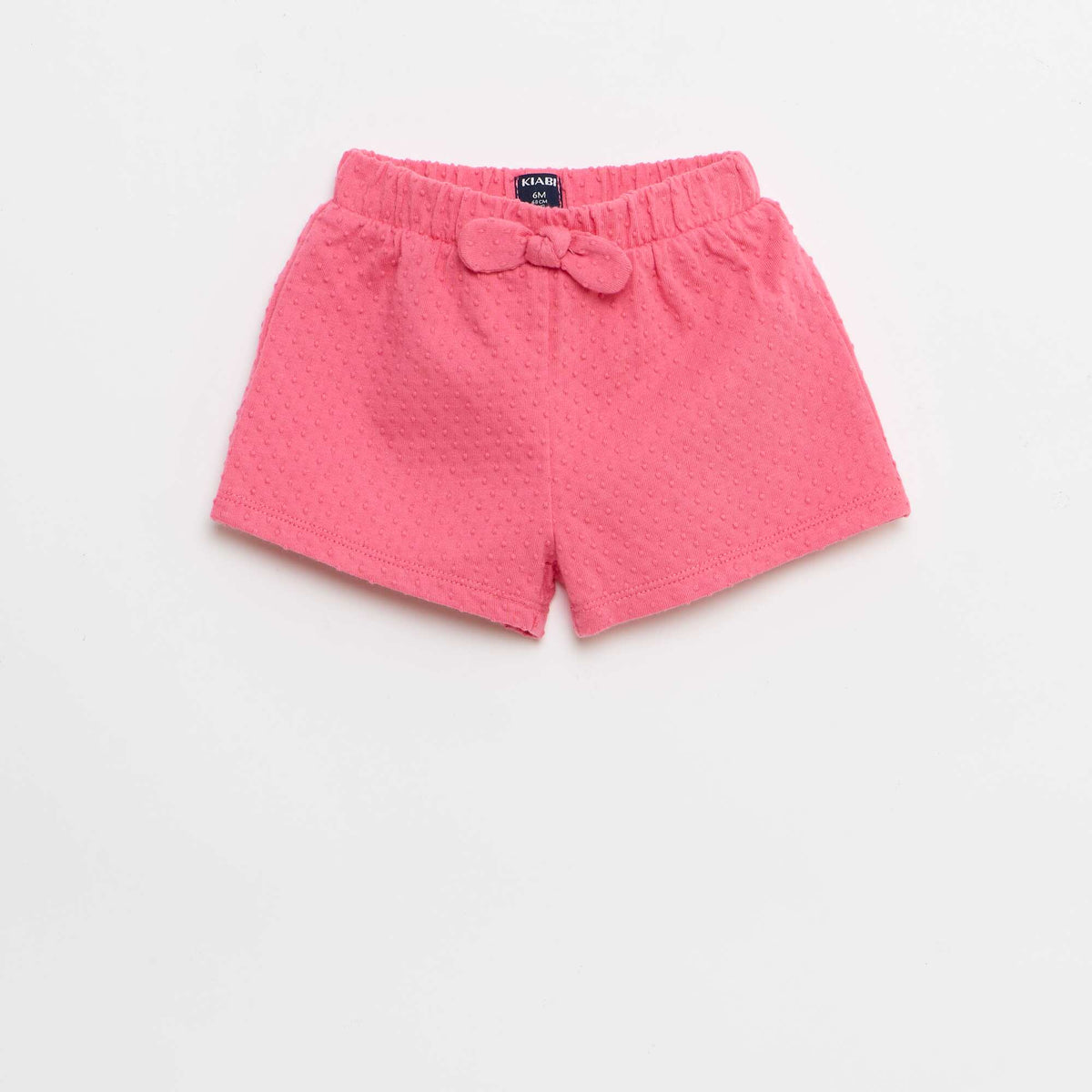 Pantalón corto de punto jacquard liso con lazo de fantasía ROSA