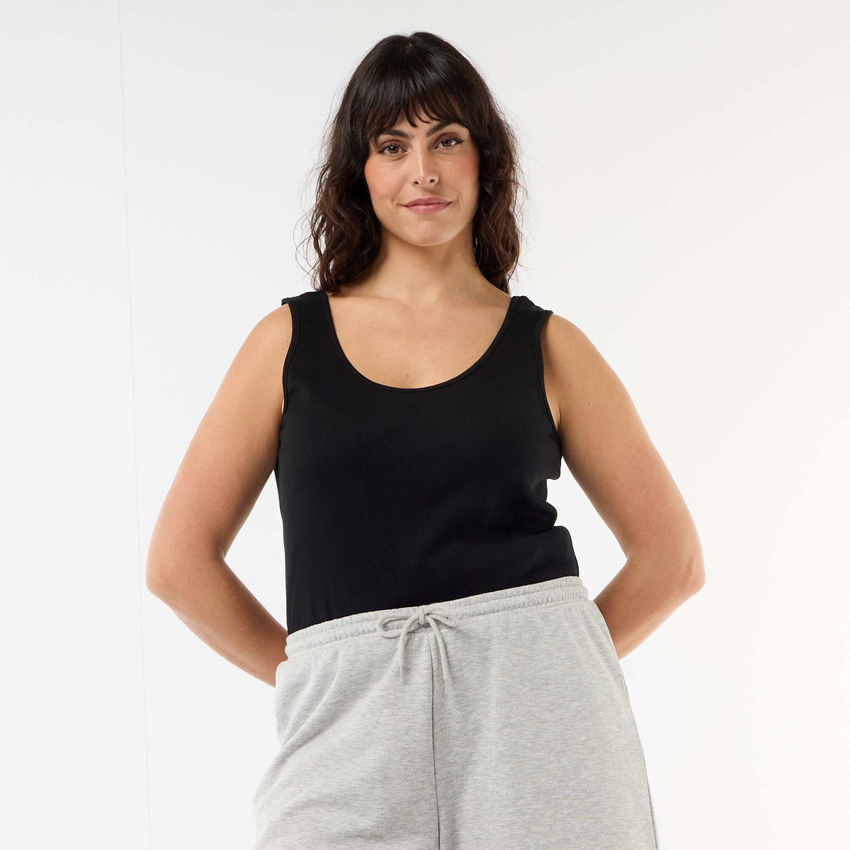 Camiseta de tirantes básica acanalada NEGRO