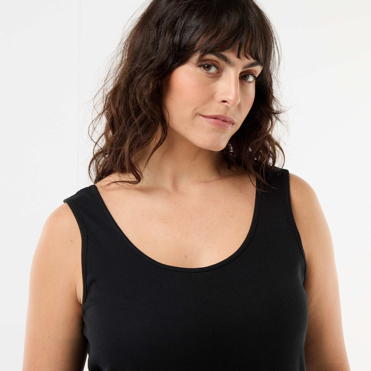 Camiseta de tirantes básica acanalada NEGRO