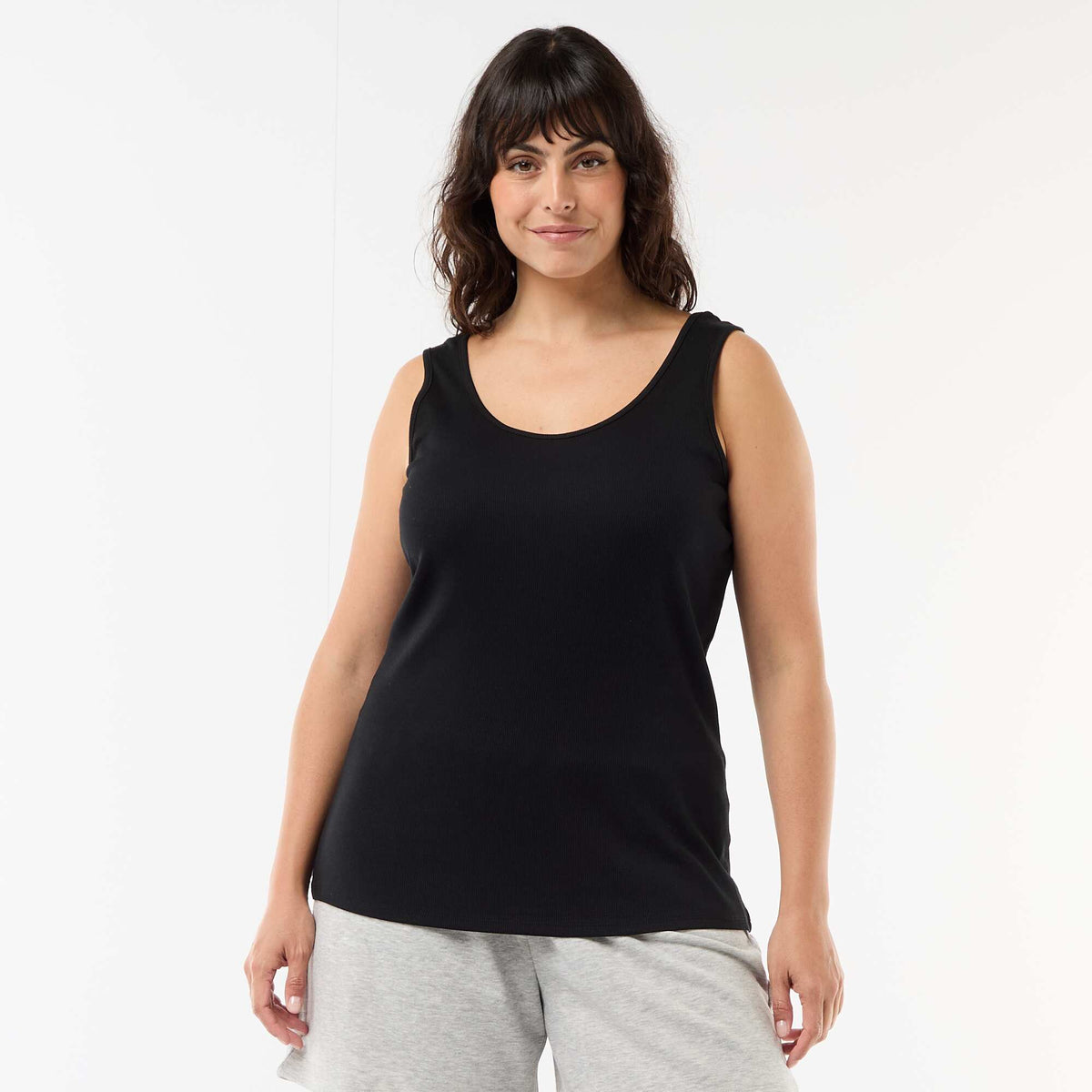 Camiseta de tirantes básica acanalada NEGRO