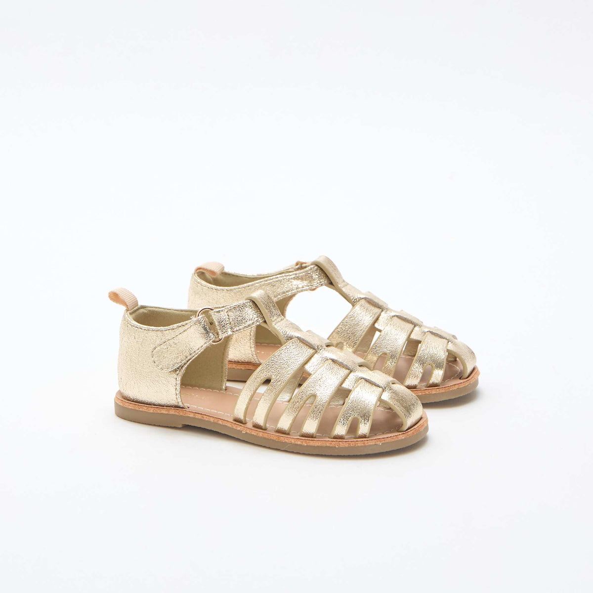 Sandalias planas con tiras cerradas brillantes AMARILLO