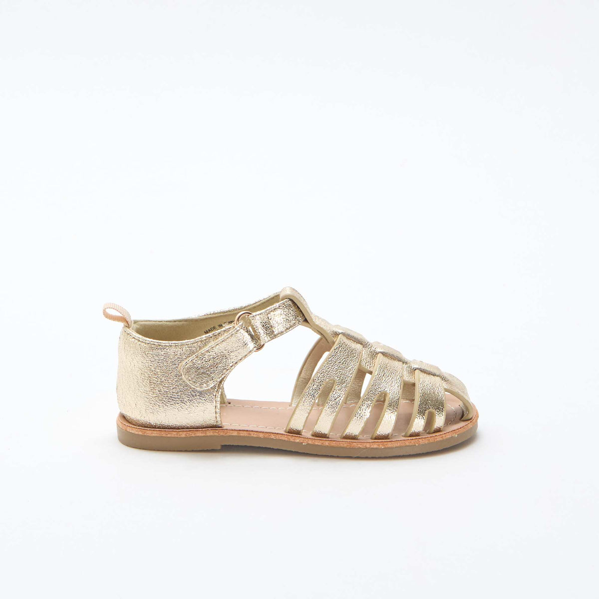 Sandalias planas con tiras cerradas brillantes AMARILLO