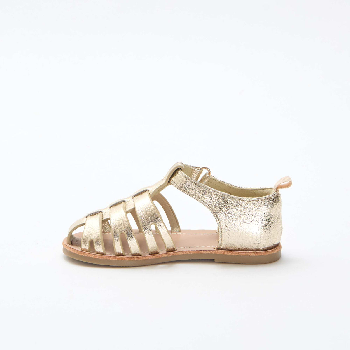 Sandalias planas con tiras cerradas brillantes AMARILLO