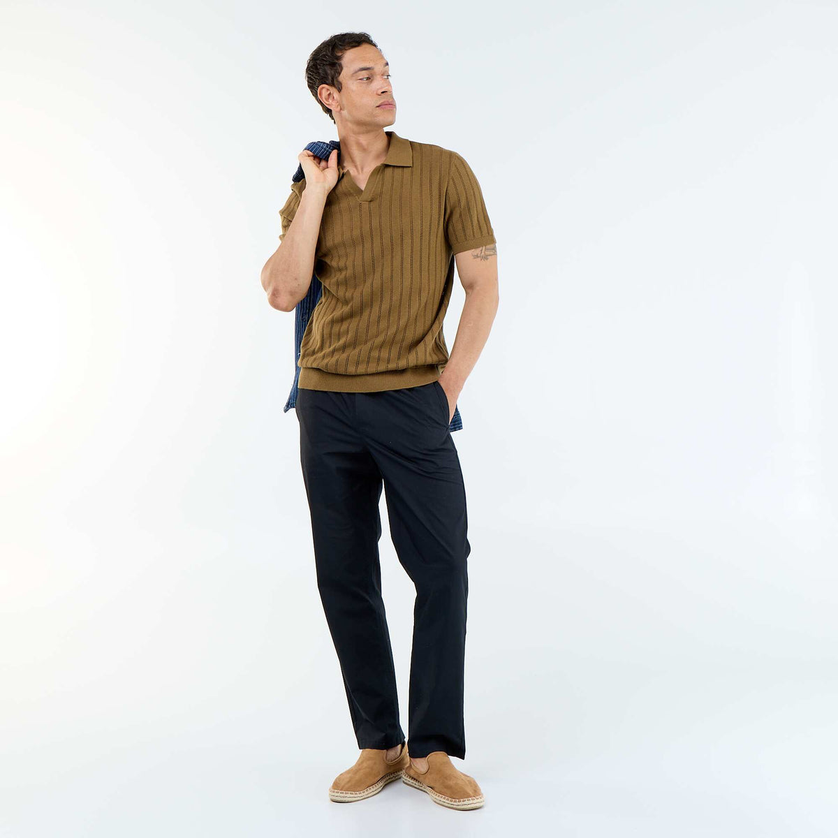 Pantalón de vestir de popelina NEGRO