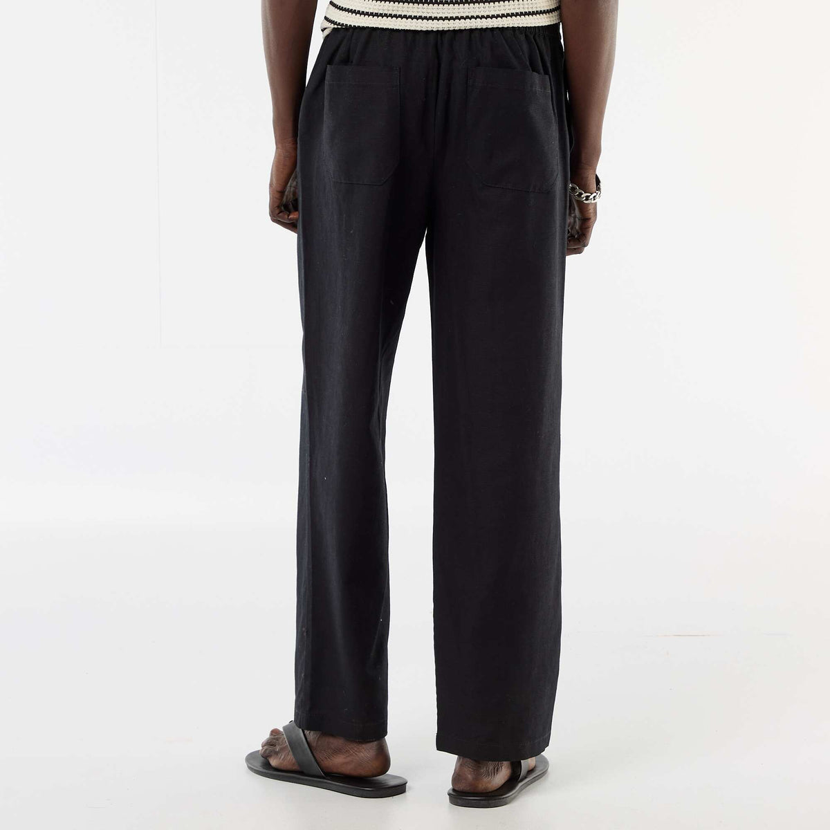 Pantalón de lino mezclado NEGRO
