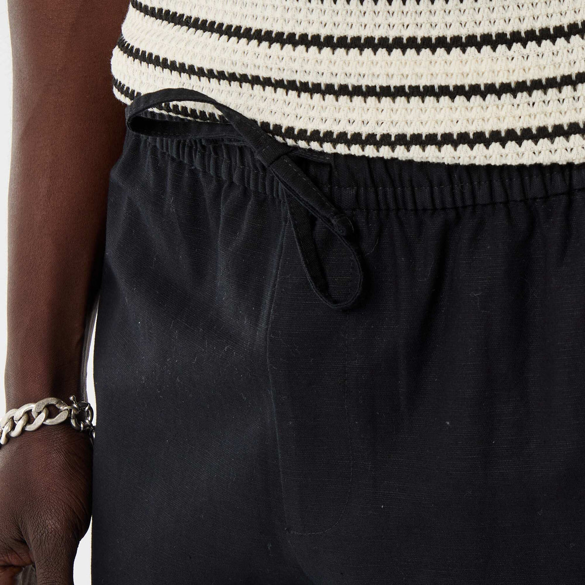 Pantalón de lino mezclado NEGRO