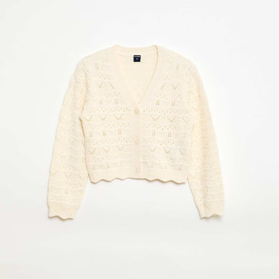 Cárdigan de punto calado BEIGE
