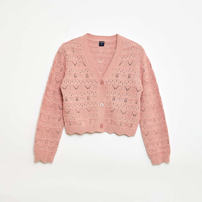 Cárdigan de punto calado ROSA