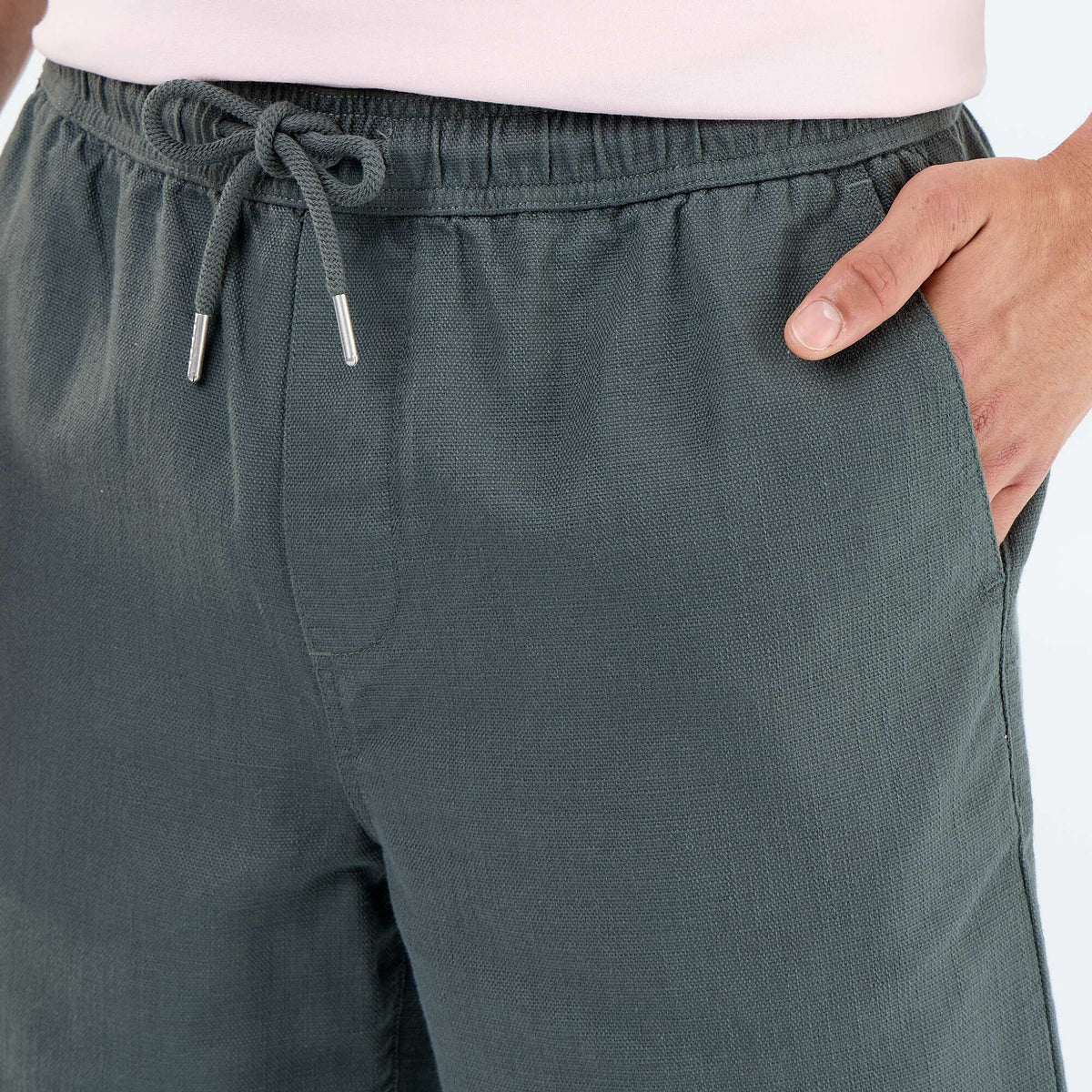 Bermuda de felpa ligera con cordones ajustables VERDE