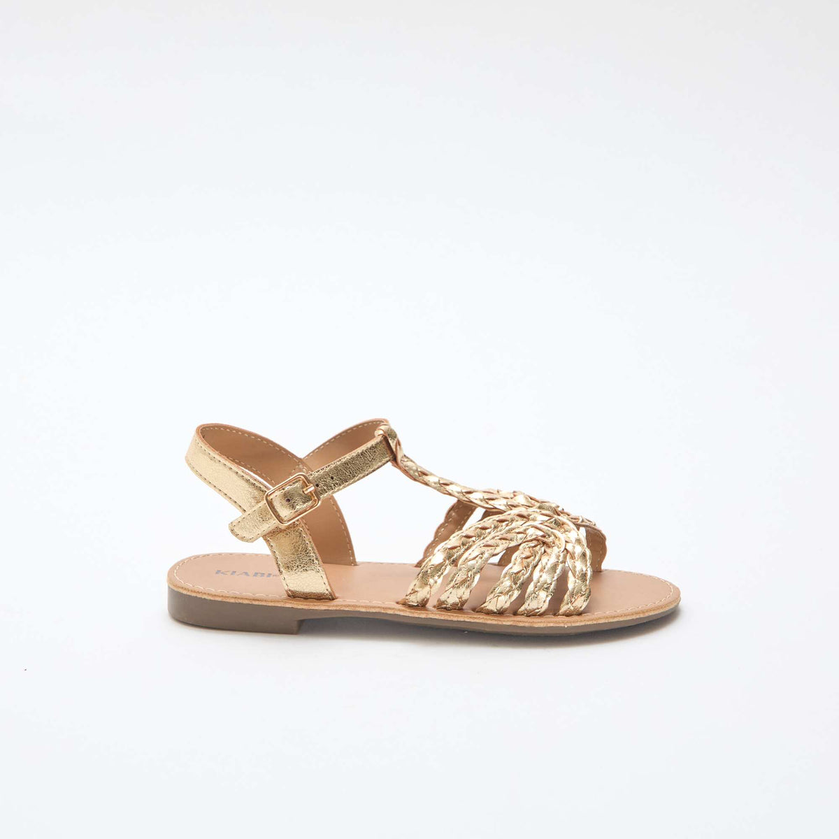 Sandalias planas con tira y bandas trenzadas AMARILLO
