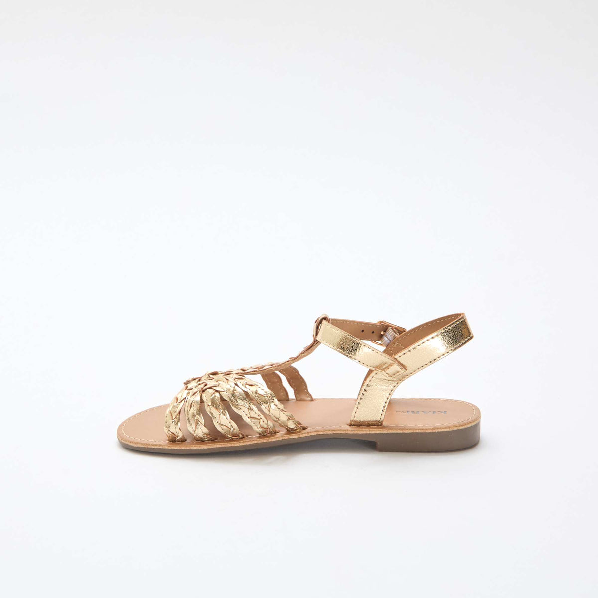 Sandalias planas con tira y bandas trenzadas AMARILLO