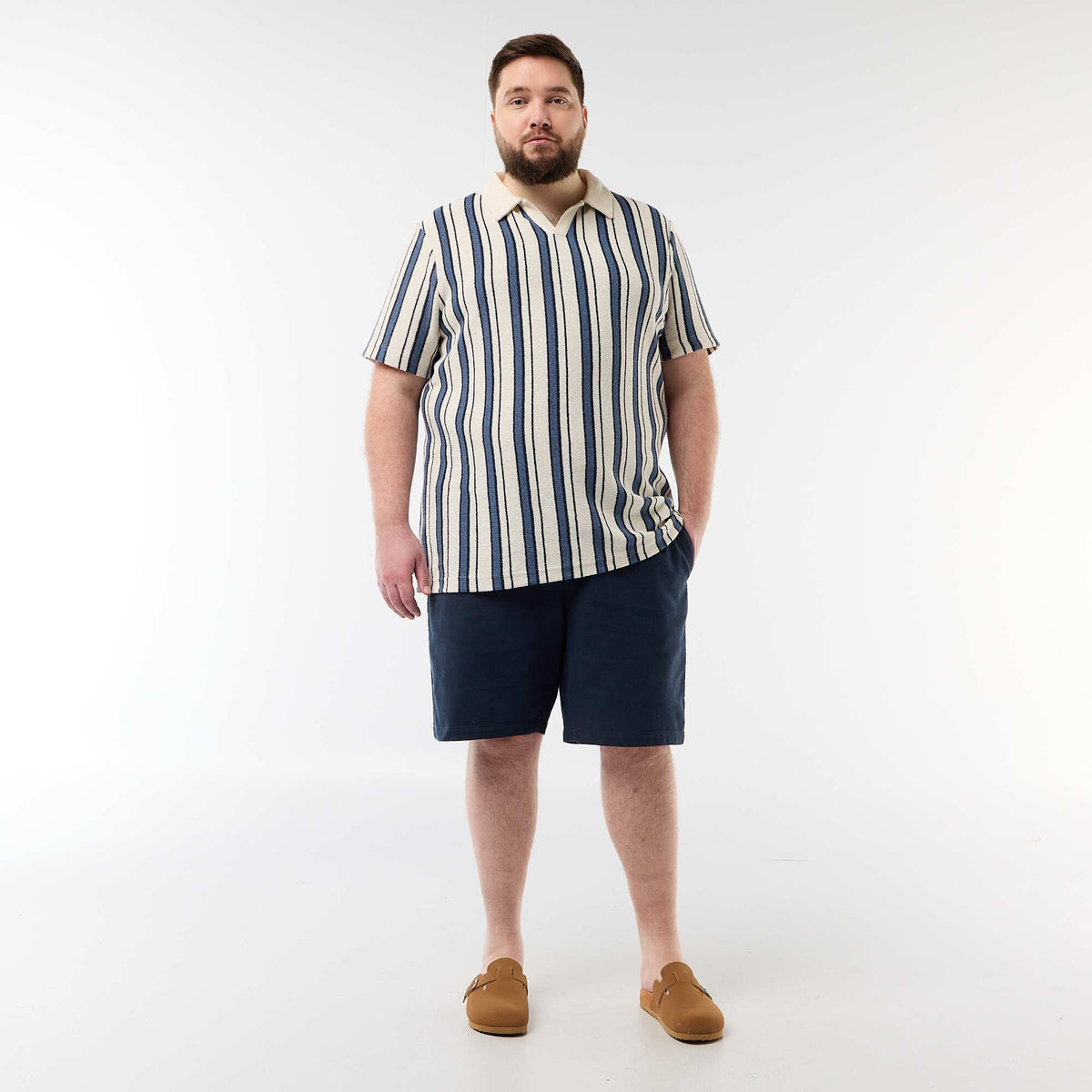 Bermudas lisas en dobby AZUL