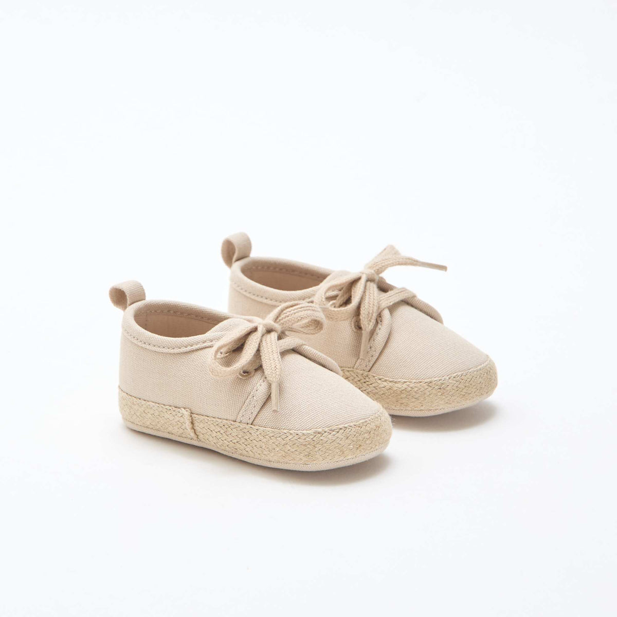 Zapatillas con cordones de tela BEIGE
