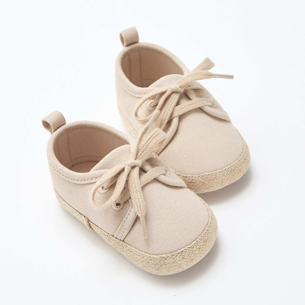Zapatillas con cordones de tela BEIGE