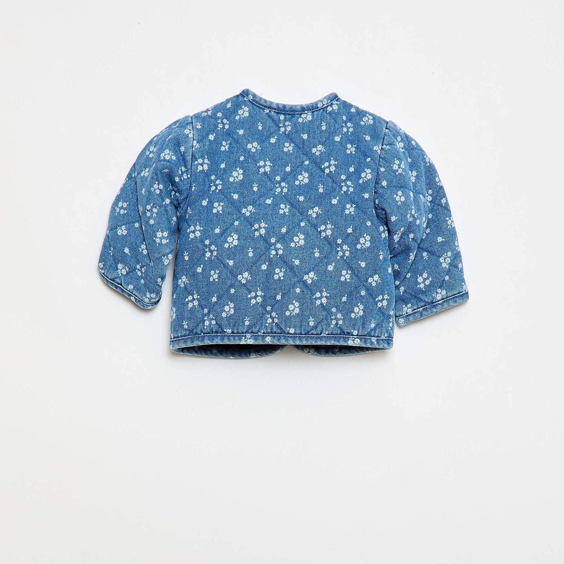 Chaqueta acolchada de denim con abertura de botones a presión AZUL