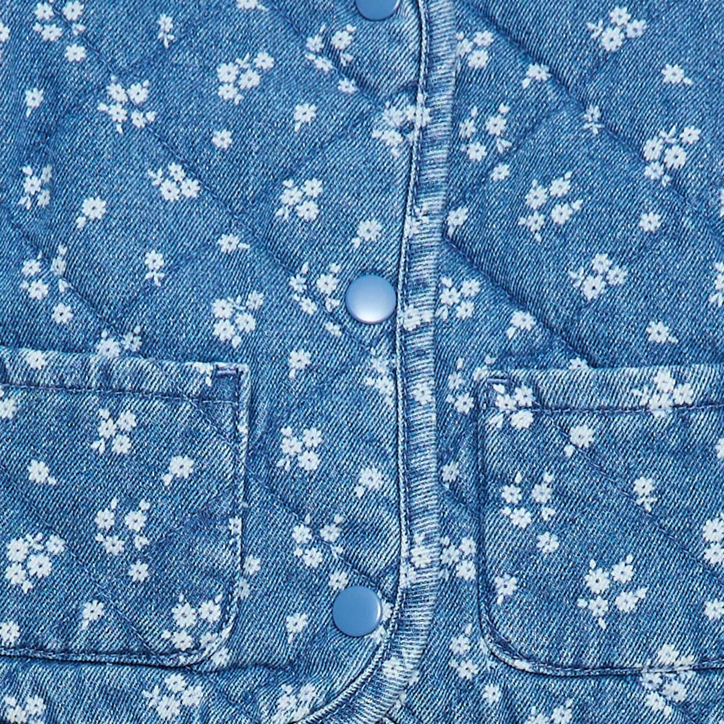 Chaqueta acolchada de denim con abertura de botones a presión AZUL