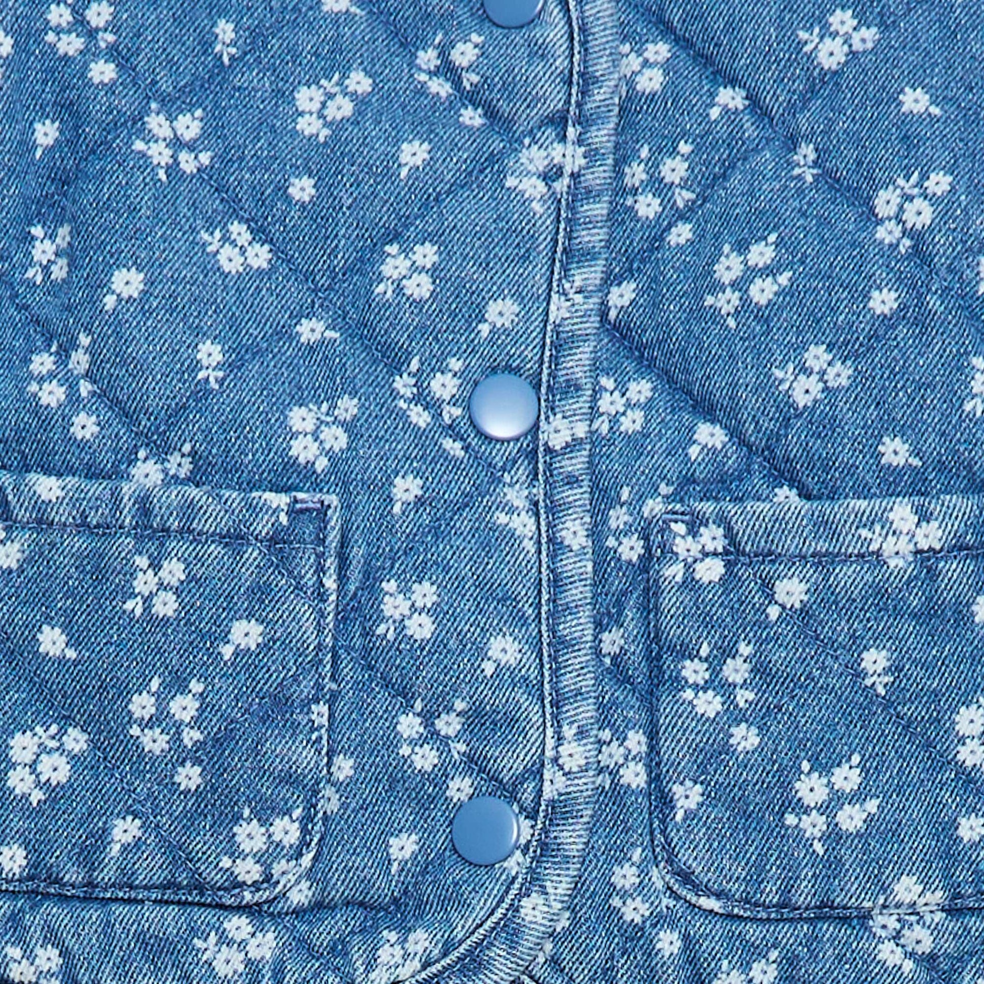 Chaqueta acolchada de denim con abertura de botones a presión AZUL