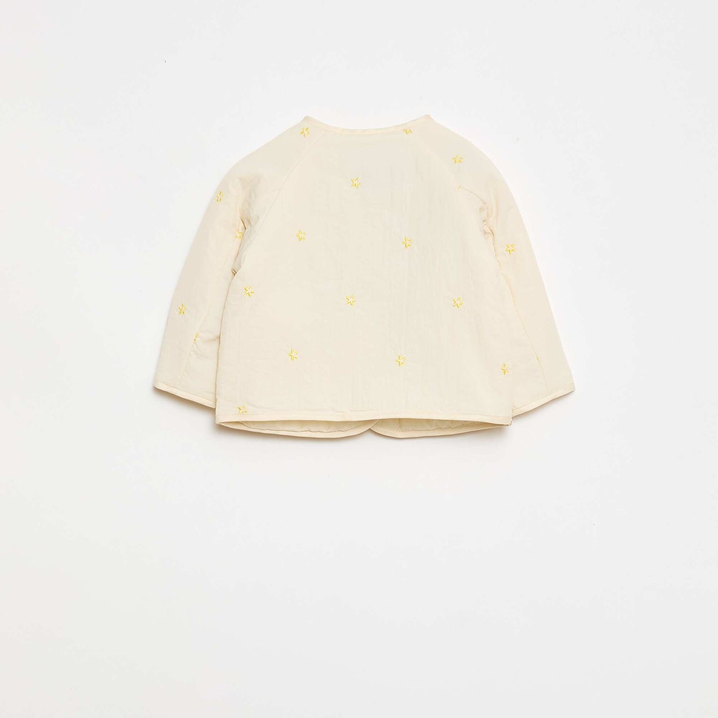 Chaqueta acolchada de cuello redondo en tejido repelente al agua BEIGE