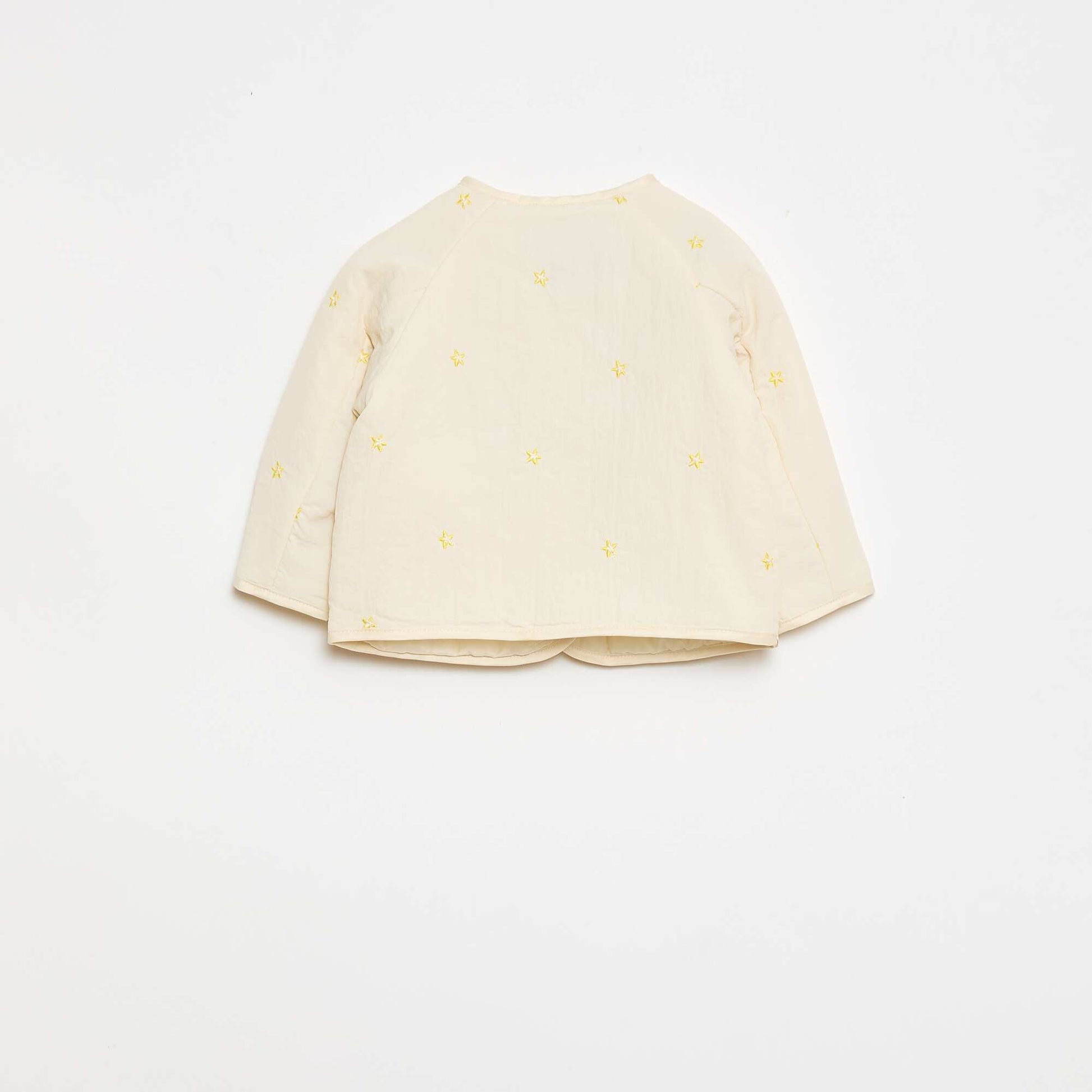 Chaqueta acolchada de cuello redondo en tejido repelente al agua BEIGE