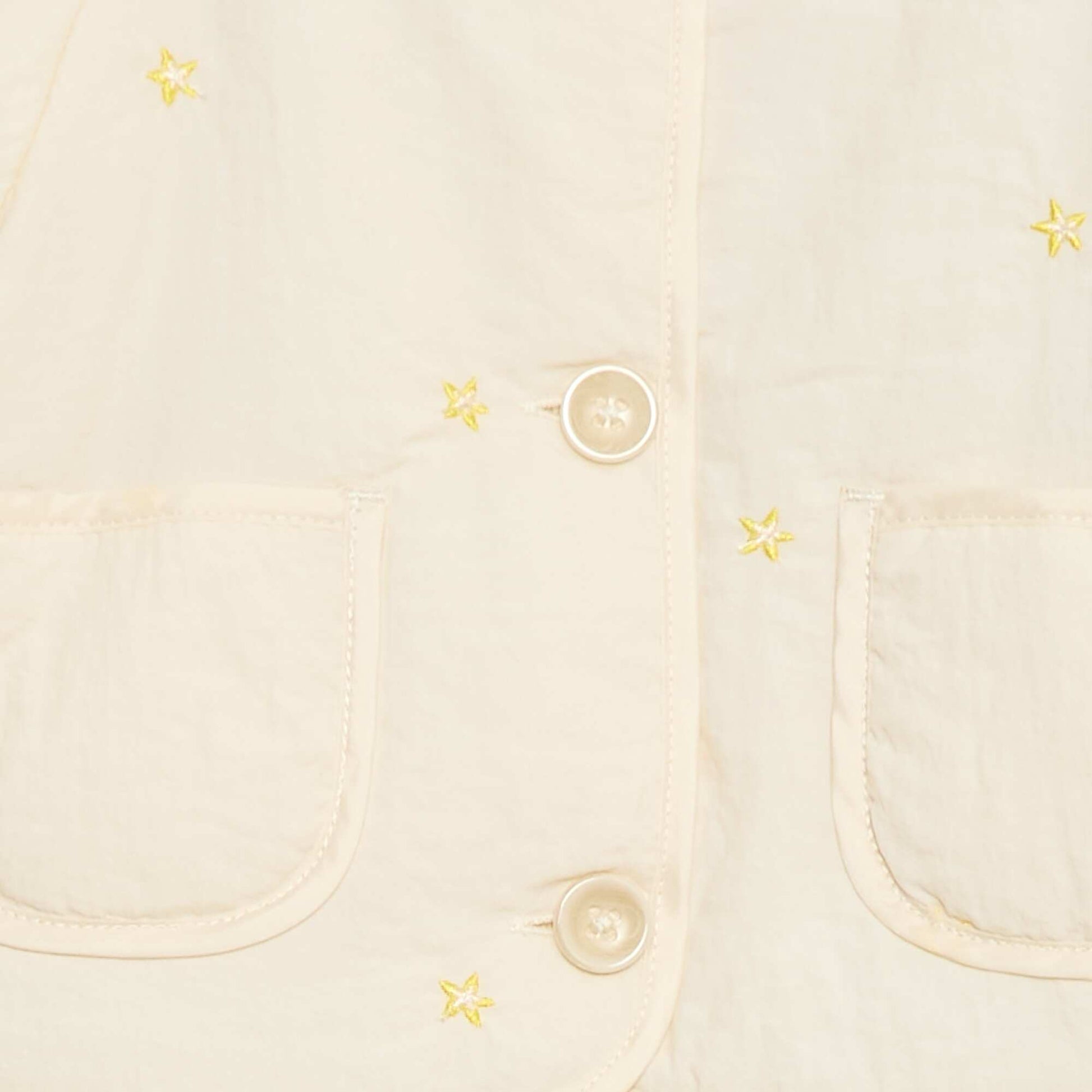 Chaqueta acolchada de cuello redondo en tejido repelente al agua BEIGE
