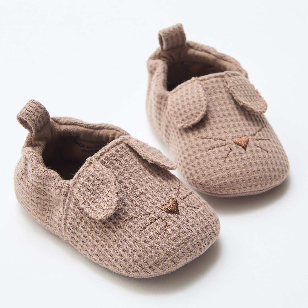 Zapatillas de gasa de algodón + orejas de animales MARRON