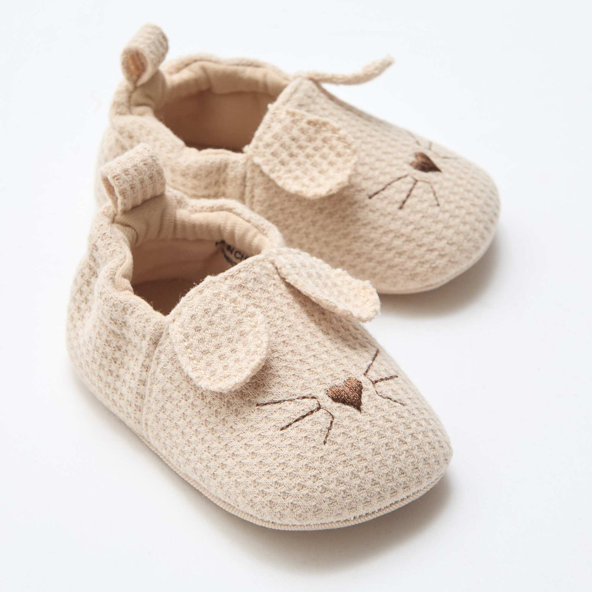 Zapatillas de gasa de algodón + orejas de animales BEIGE