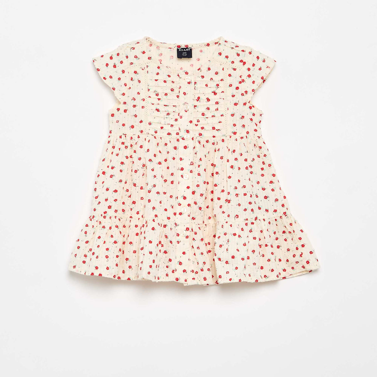 Vestido estampado en tejido plumeti ROJO