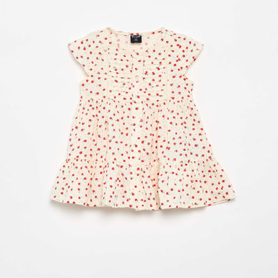 Vestido estampado en tejido plumeti ROJO