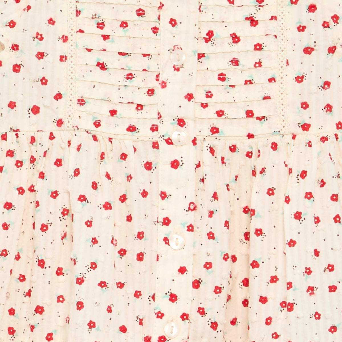 Vestido estampado en tejido plumeti ROJO
