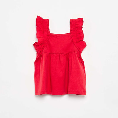 Camiseta con tirantes de volantes ROJO