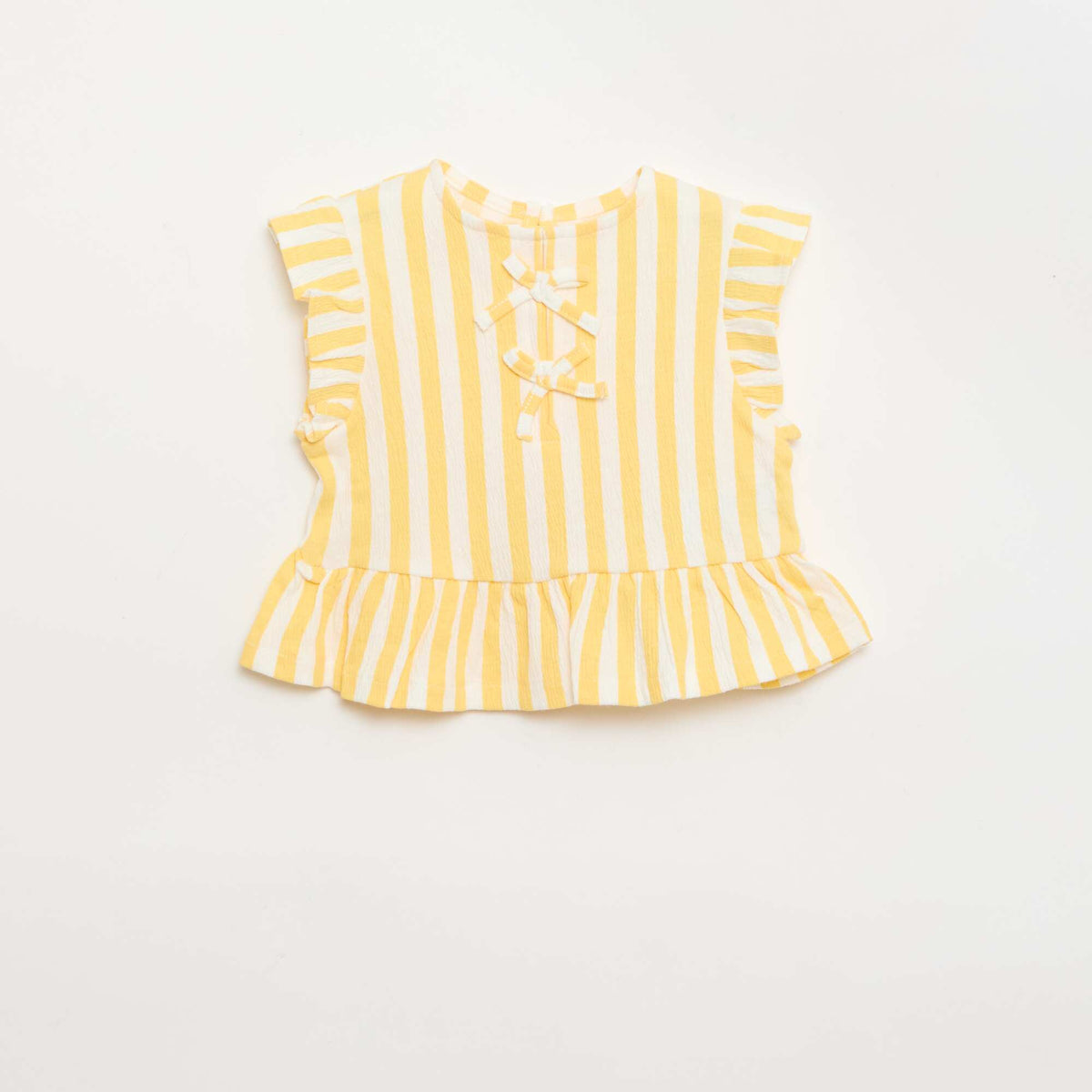 Camiseta estampada y con volantes AMARILLO