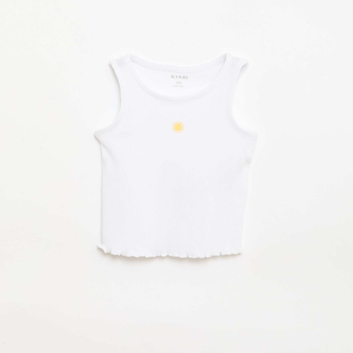 Top de canalé con bajo ondulado BLANCO