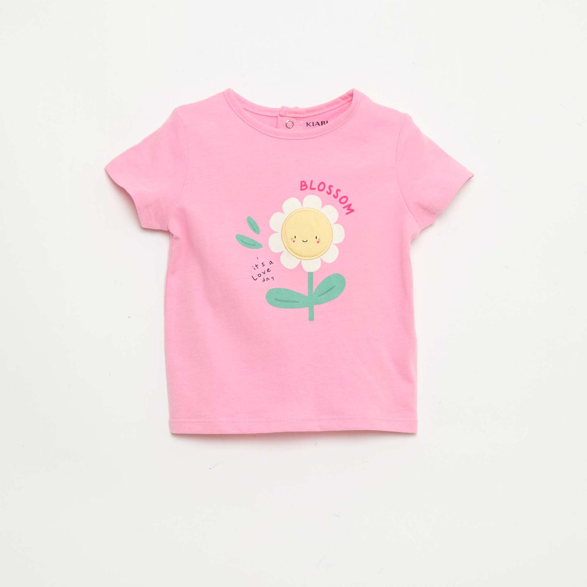 Camiseta estampada y bordada de manga corta ROSA
