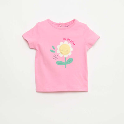 Camiseta estampada y bordada de manga corta ROSA