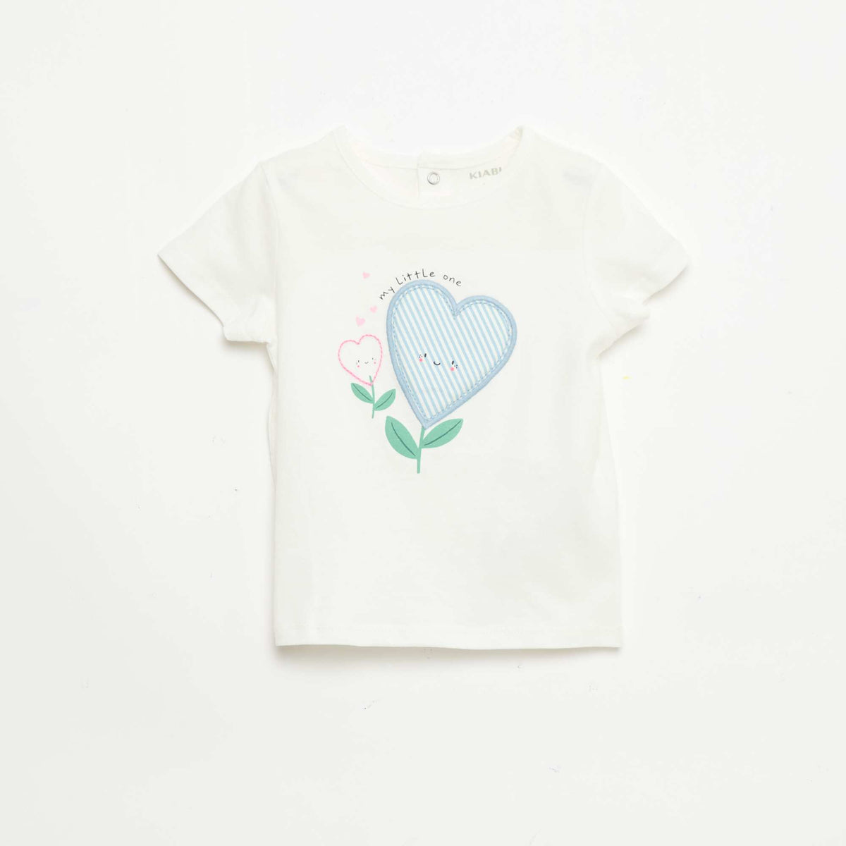 Camiseta estampada y bordada de manga corta BLANCO