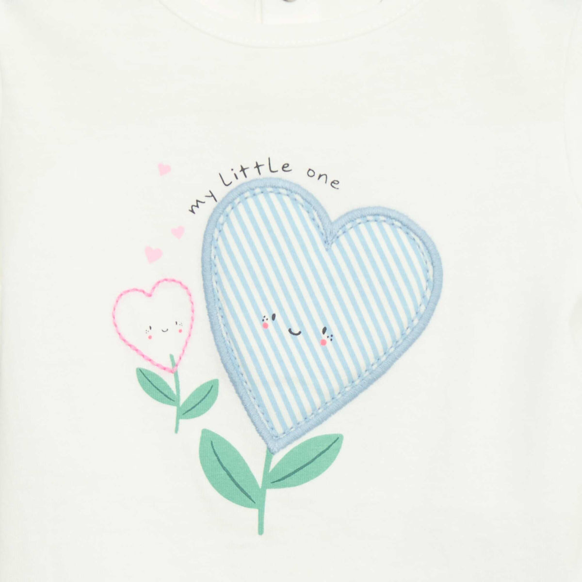 Camiseta estampada y bordada de manga corta BLANCO