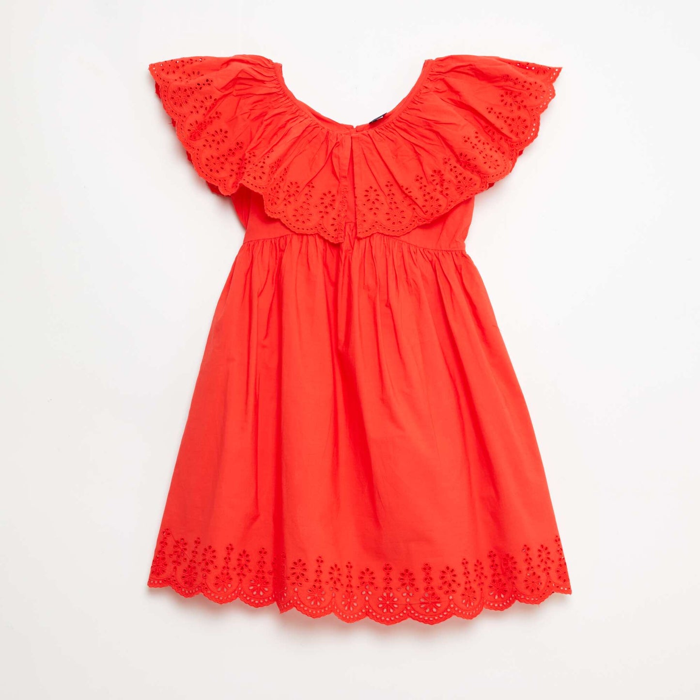 Vestido de propolina con detalles de bordado inglés ROJO