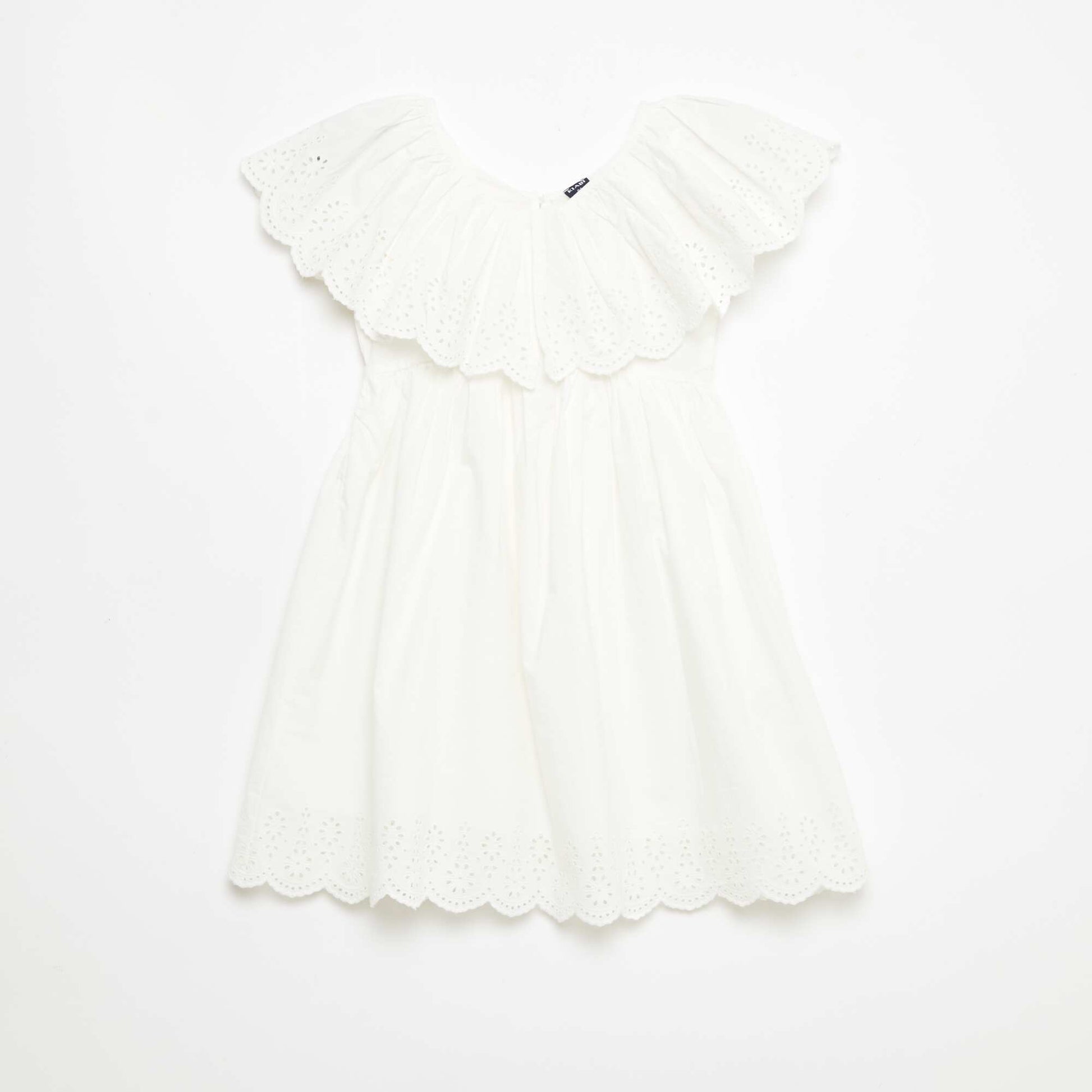 Vestido de propolina con detalles de bordado inglés BLANCO